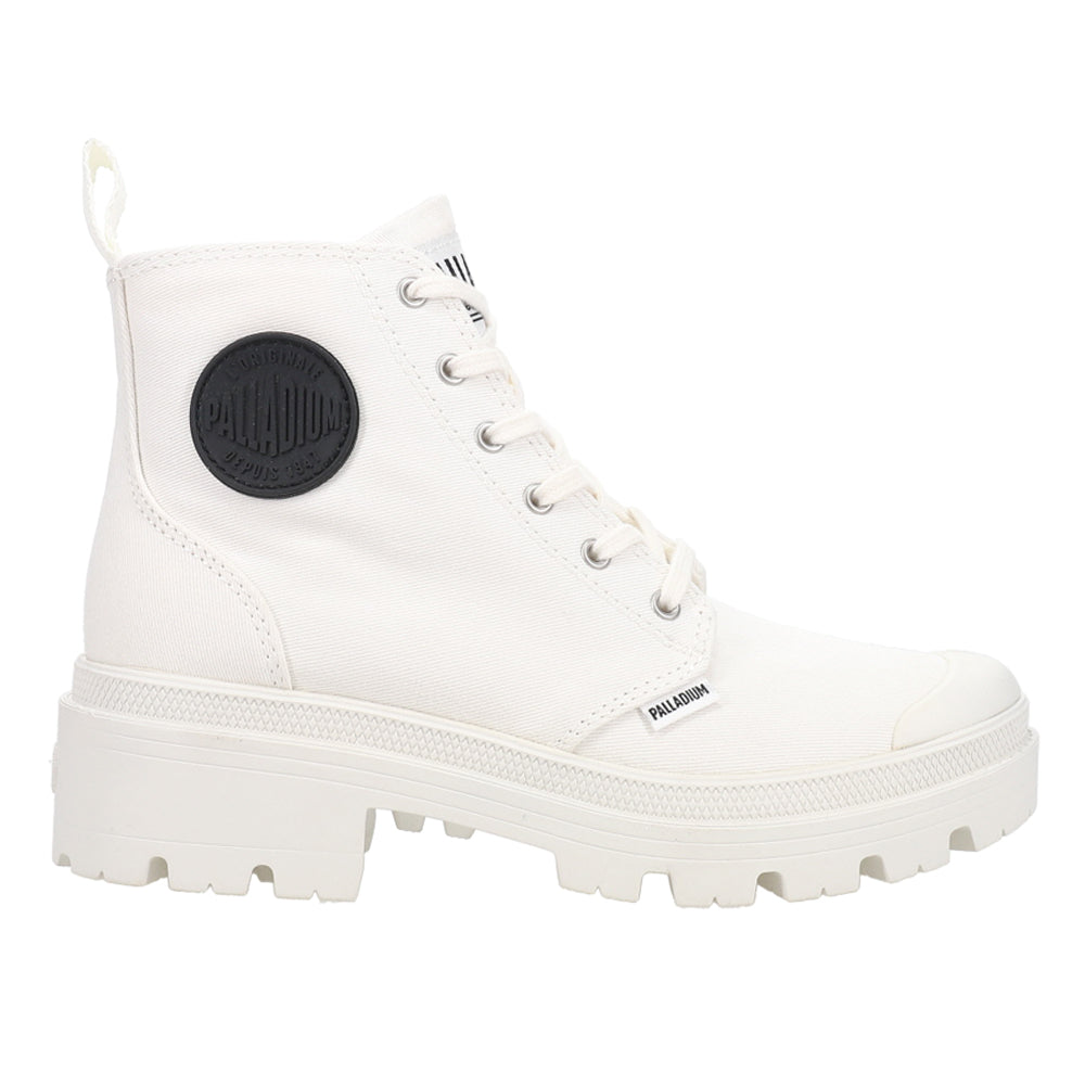 Shop White Womens Palladium Pallabase Twill Round Toe Lace Up Boots –  Shoebacca