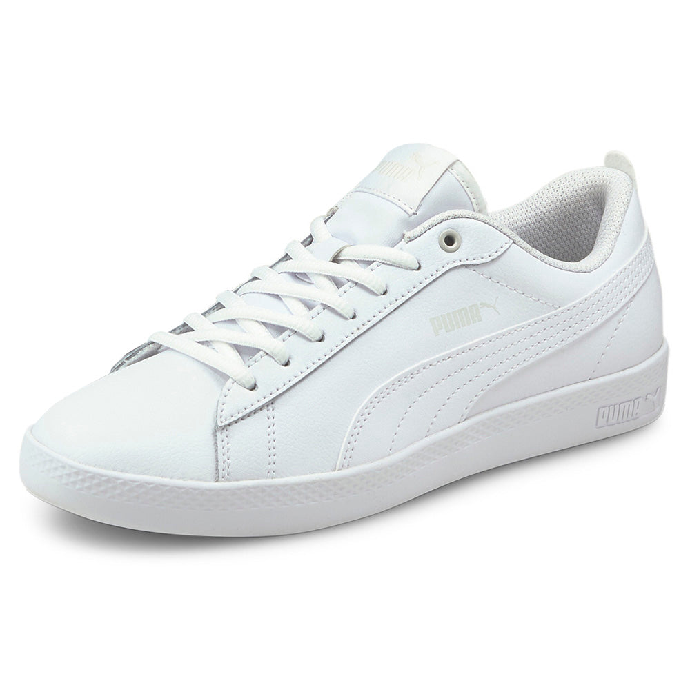 Shop White Womens Puma Smash V2 Leather Lace Up Sneakers – Shoebacca