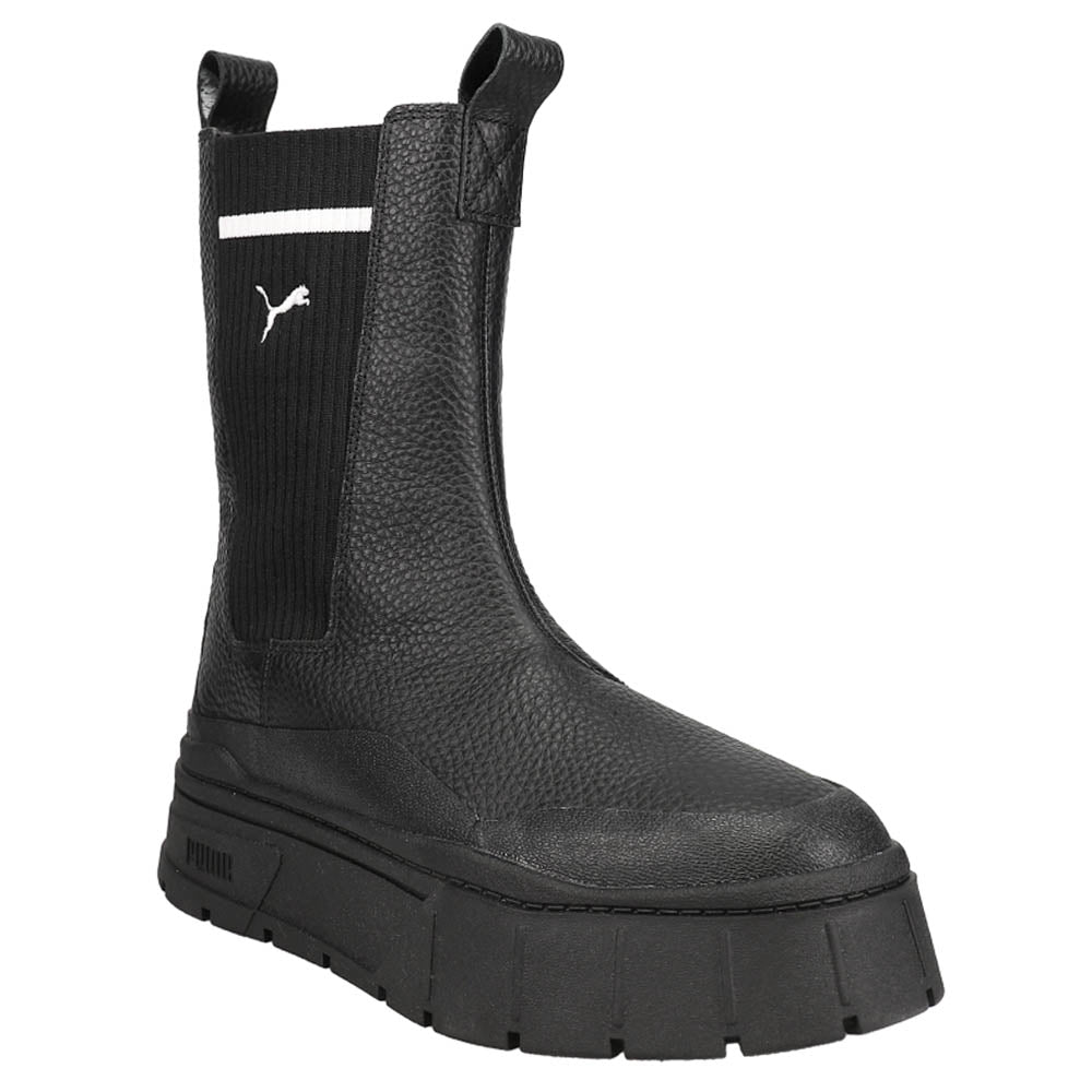 Shop Black Womens Puma Mayze Stack Round Toe Pull On Platform Chelsea Boots  – Shoebacca