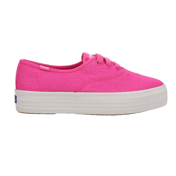 Keds Point Lace Up Fuchsia Linen 6